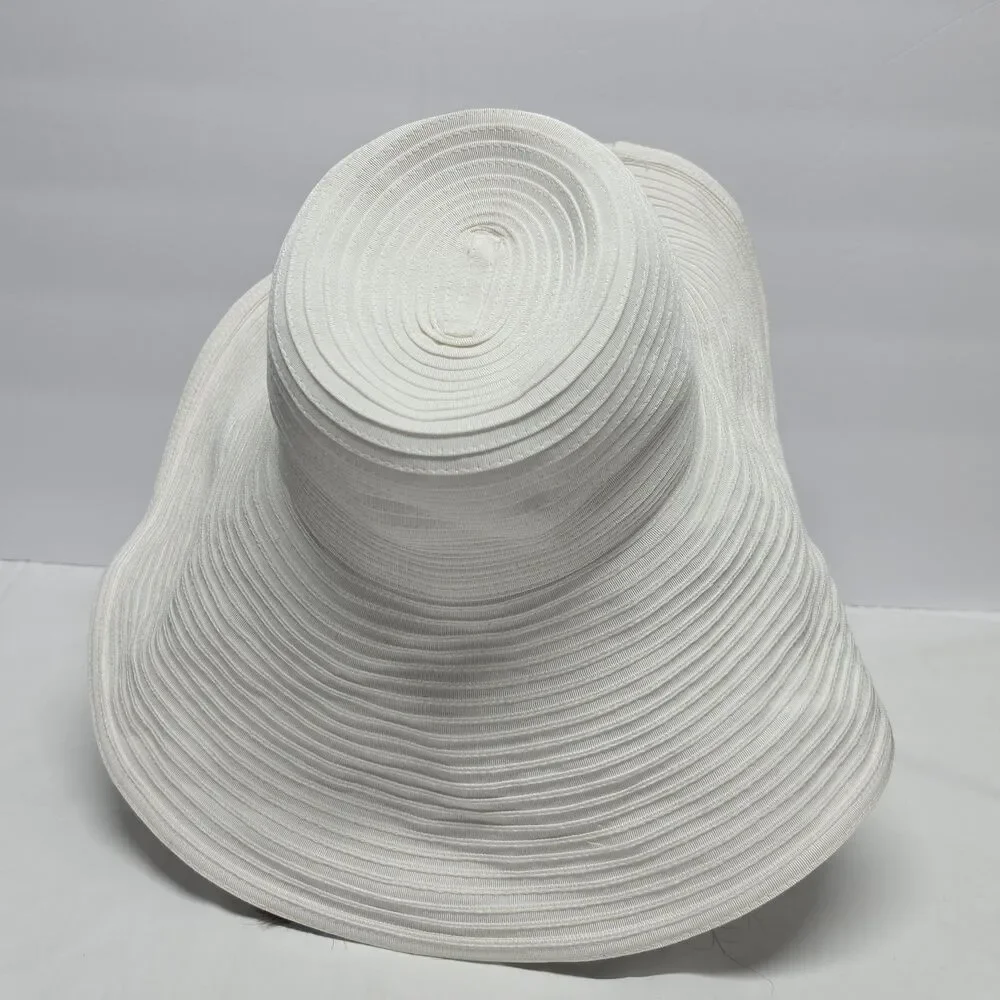 Eric Javits New York Floppy Hat Sun Wide Brim Packable Womens White Woven Travel - Picture 2 of 9